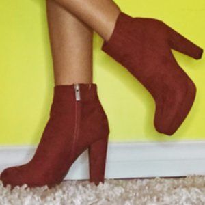 red suede boot heels
